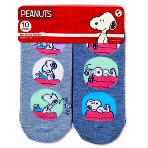 New Peanuts Women's No Show Socks, 10-Pack!! Sz. 4-10